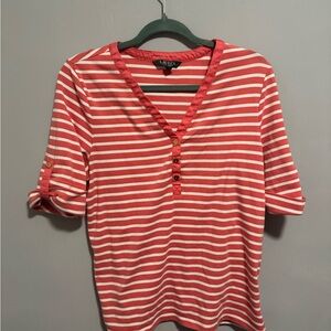 Lauren Ralph Lauren- women’s striped Henley top. Size XL